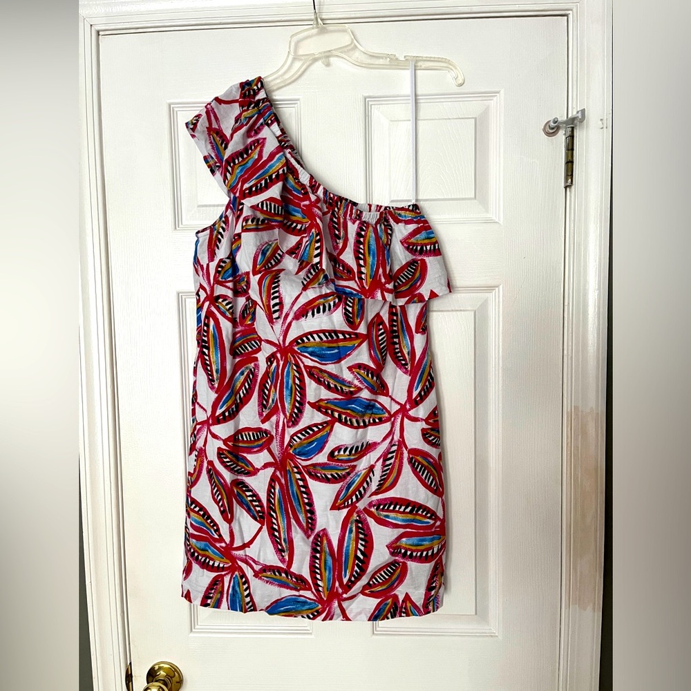 J. Crew Factory One-Shoulder Leaf Print Dress